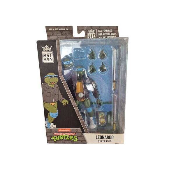 BST AXN Teenage Mutant Ninja Turtles Leonardo Street Style Nickelodeon Figure - Picture 1 of 16